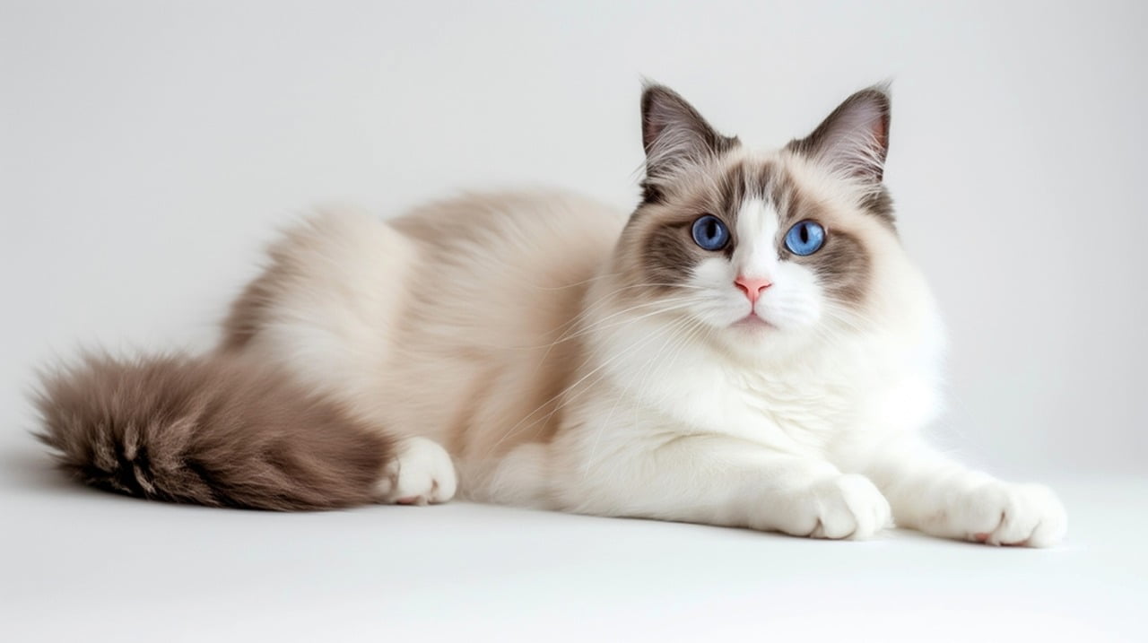 leżący kot ragdoll